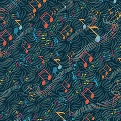 Colorful music note seamless pattern design 