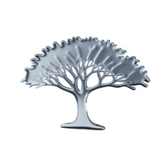 Aufkleber - A stylized silver tree emblem symbolizing growth and resilience with a on transparent background