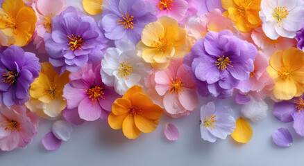 Aufkleber - Pastel Colored Flowers in Full Bloom, Conveying Springtime Beauty and Natural Harmony for Wellness and Mother's Day