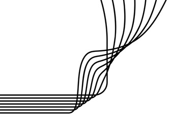 Leinwandbilder - Vector Pattern of thin black parallel lines on a white background. Design element in retro style. Modern vector background. Abstract smoke. Flow