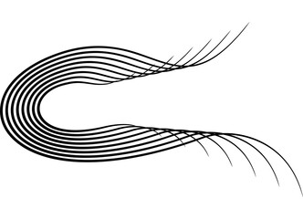 Leinwandbilder - Vector Pattern of thin black parallel lines on a white background. Design element in retro style. Modern vector background. Abstract smoke. Flow. Hair, arrow
