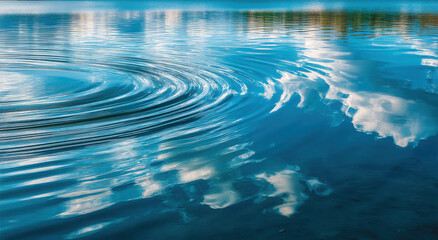 Poster - Ripples on a Lake Reflecting Clouds, Symbolizing Serenity and Environmental Awareness for Sustainable Business