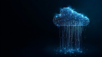Poster - Abstract Digital Cloud Computing Network Data Technology Illustration Futuristic Modern Blue Lines Elegant Design Background Graphic Digital Art Image Web Cyber Server   