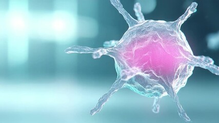 Aufkleber - Microscopic Virus Particle: A detailed 3D rendering of a virus particle, showcasing its intricate structure and highlighting the core.