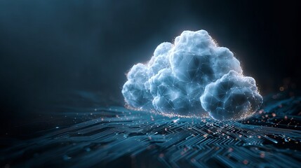 Poster - abstract digital cloud computing network technology data cybersecurity innovation future digitalizat