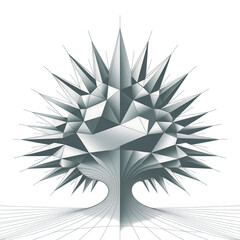 Aufkleber - A geometric futuristic tree a symbol of innovation and sharp beauty on transparent background