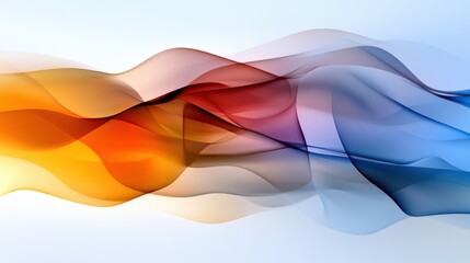 Poster - Soft waves of color intertwine gracefully, creating a dynamic visual spectacle. The blend of warm tones like orange and red contrasts with soothing cool blues, showcasing harmony in design.