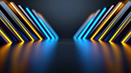Poster - Colorful triangular patterns create an energetic atmosphere in a contemporary setting. The interplay of light and shadows enhances the visual depth, inviting exploration.