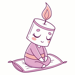 adorable candle character meditating peacefully on a cushion perfect for branding design projects ne