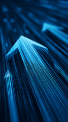 Poster - Abstract blue lines converging into upward arrow, suggesting growth, progress, and technological advancement