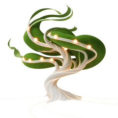 Aufkleber - A whimsical moss tree aglow with soft lights celebrating nature s artistry on transparent background