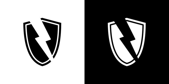 Broken shield icon symbols. Vector illustration.
