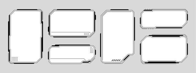 Fototapete - Set of HUD UI element frames. Text boxes in abstract tech style. cyberpunk style. hi-tech design. Modern technology banners. Vector graphics. game interface elements. sci-fi frames