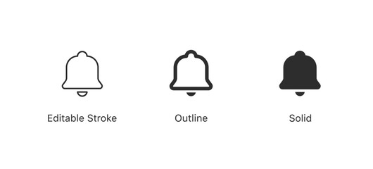 Leinwandbilder - Notification bell icon alarm symbol, Notice new message icon. Incoming inbox message sign icon. editable stroke, outline flat style