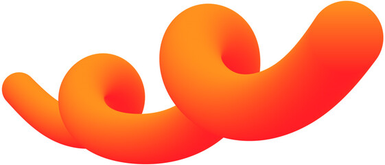 Aufkleber - A vibrant, abstract 3D fluid shape featuring a smooth orange gradient. This dynamic, curve, wavy design element is isolated on a white background, perfect for modern digital art