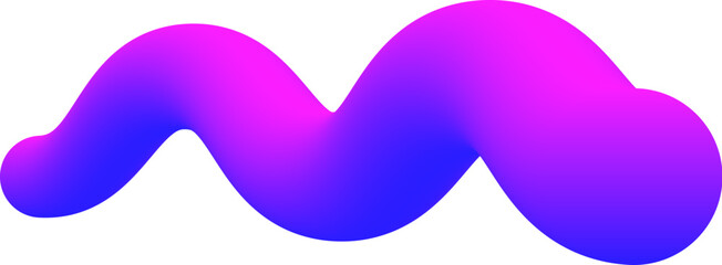 Aufkleber - A vibrant, abstract 3D fluid shape featuring a smooth purple and blue gradient. This dynamic, curve, wavy design element is isolated on a white background, perfect for modern digital art