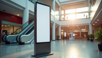 Aufkleber - Digital signage display in modern shopping mall with escalator  