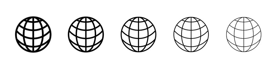 Globe icon graphic set. trendy stroke line style