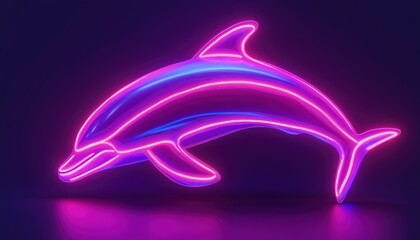 Aufkleber - Stylish Abstract Futuristic Strip Featuring A Neon Dolphin - A Modern And Chic Design With A Futuristic Twist. Aesthetic And Trendy.