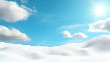 Poster - Winter Wonderland: A breathtaking panorama showcasing a field of snow with a clear blue sky, the sun shines brightly, and a sense of peace.