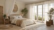 © Muhammad - A serene bedroom with natural light and neutral tones featuring plants