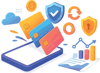 Poster - Phone screen shows a credit card and a security card