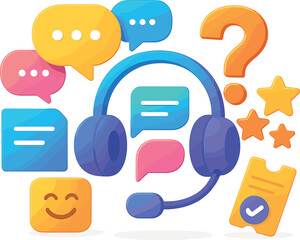 Poster - Colorful image of a headset with a smiley face on it