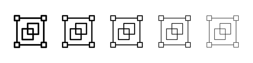 Object group icon graphic set. trendy stroke line style