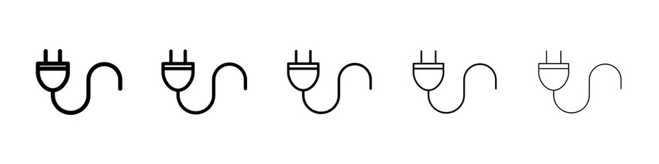 Plug icon graphic set. trendy stroke line style