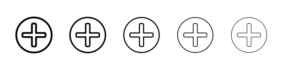 Plus icon graphic set. trendy stroke line style