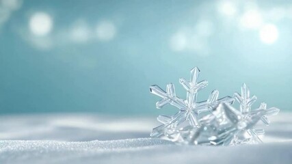Poster - Snow Crystals in the Winter Landscape: Delicate snowflakes glitter against a dreamy winter background, the crisp and pure essence of winter, evoking a feeling of tranquility.