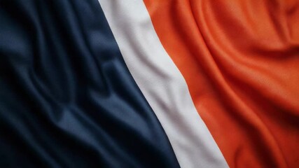 Poster - Fabric texture of waving tricolor flag in red, white, and blue colors with soft folds and smooth surface