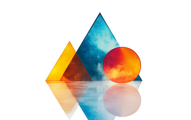 Wall Mural - Minimalist geometric composition featuring colorful shapes and abstract design elements isolated on transparent background PNG