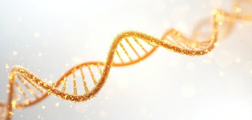 Neon DNA helix illustration against white background. Genetic engineering concept, gene modification, genome research. Perfect for science, tech, biotech, healthcare, medical publications.