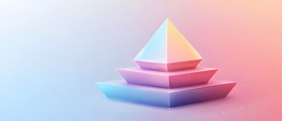 Poster - A modern, stylized 3D rendering of layered geometric shapes. The design features vibrant pastel colors, creating a dreamy atmosphere suitable for various creative projects.