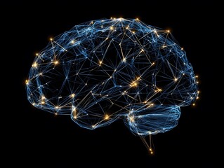 Poster - A stunning digital representation of a brain composed of glowing connections and nodes, symbolizing neural networks and advanced cognitive processes