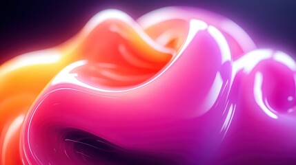 Poster - Vibrant Abstract Swirls in Bright Orange and Pink Colors Shining Smoothly