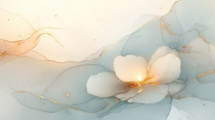 Poster - Elegant Abstract Floral Design with Soft Pastel Colors and Delicate Gold Accents