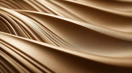 Poster - Elegant Golden Satin Fabric Waves Close Up for Luxurious Backgrounds and Textures