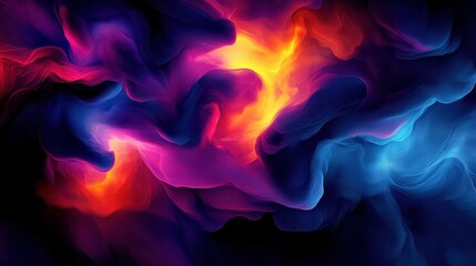 Poster - Abstract Colorful Smoke Waves in Vibrant Shades of Blue, Pink, and Orange