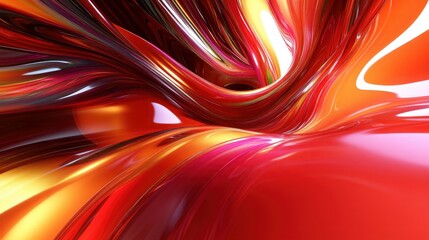 Poster - Dynamic Abstract Swirling Fluid Background in Vibrant Red and Gold Tones