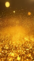 Poster - Abstract Sparkling Gold Light Effects on Black Background, Festive Celebration