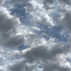 Poster - seamless texture a detailed depiction of cloudy sky with soft, billowing clouds and hints blue peeking through, perfect for use as in creative projects.