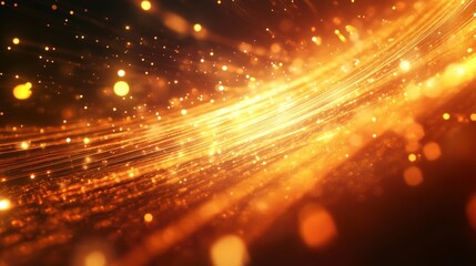 Fototapete - Abstract golden light streaks and bokeh background.