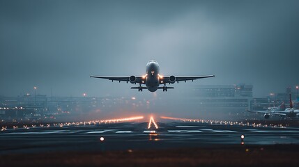 Poster - A plane taking off from an airport
