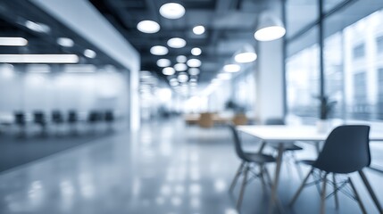 Fototapete - Blurred background of modern office interior, empty open space for design