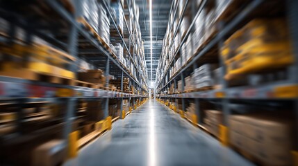 Aufkleber - Blurry picture of shelves in contemporary warehouse