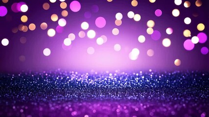 Poster - A vibrant purple glitter background with bokeh lights providing an abstract and festive aesthetic.