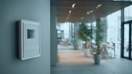 Aufkleber - Finger print scan access control system machine on wall near entrance door office