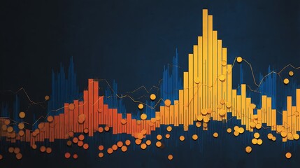 Poster - Business analyst examining financial data and stock market trends on blue graphs and charts